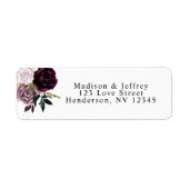 Wine Plum Mauve Herfst Floral Wedal Address Label (Voorkant)