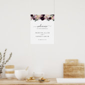 Wine Plum & Mauve Herfst Floral Wedal Welcome Sign Poster (Keuken)