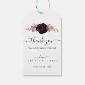 Wine Plum Mauve Herfst Floral Wedding Dank u Label Cadeaulabel (Voorkant)