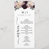 Wine Plum Mauve Herfst Floral Wedding Menu (Voorkant)