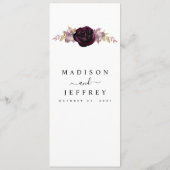 Wine Plum Mauve Herfst Floral Wedding Menu (Achterkant)