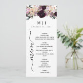 Wine Plum Mauve Herfst Floral Wedding Menu (Staand voorkant)