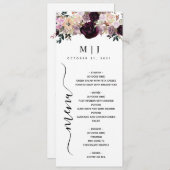 Wine Plum Mauve Herfst Floral Wedding Menu (Voorkant / Achterkant)