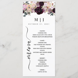 Wine Plum Mauve Herfst Floral Wedding Menu