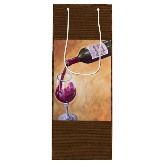 Wine Pour Gift Bag – Elegante fles- en glaskunst Wijn Cadeautas (Voorkant)