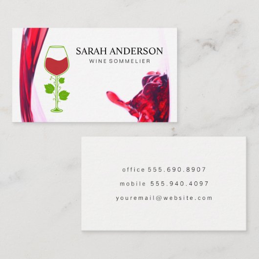 Wine Pour Splash | Logo wijn Visitekaartje (Voorkant / Achterkant)