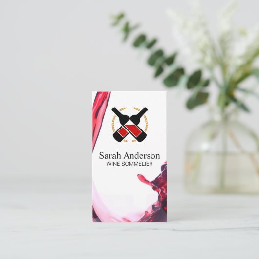 Wine Pour Splash | Rode wijnflessen Visitekaartje (Staand voorkant)