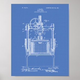 Wine Press 1903 Patent Art Blueprint Poster