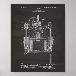 Wine Press 1903 Patent Art Chalkboard Poster