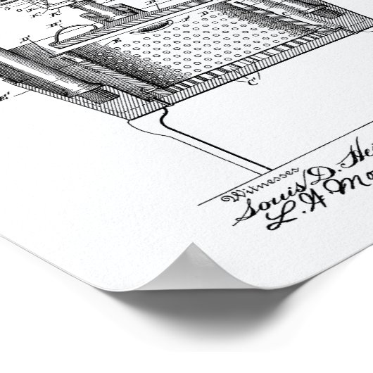Wine Press 1903 Patent Art White Paper Poster (Hoek)