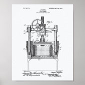Wine Press 1903 Patent Art White Paper Poster (Voorkant)