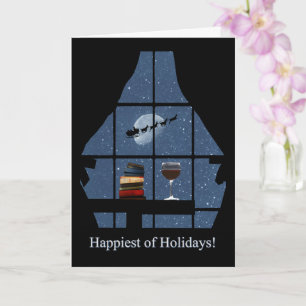Wine Prettige feestdagen Books Santa Kaart