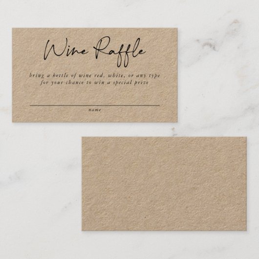Wine Raffle Enclosure Card Visitekaartje (Voorkant / Achterkant)