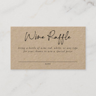 Wine Raffle Enclosure Card Visitekaartje