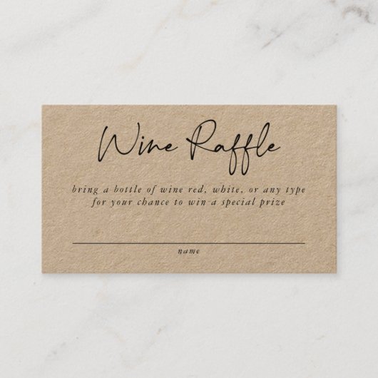 Wine Raffle Enclosure Card Visitekaartje (Voorkant)