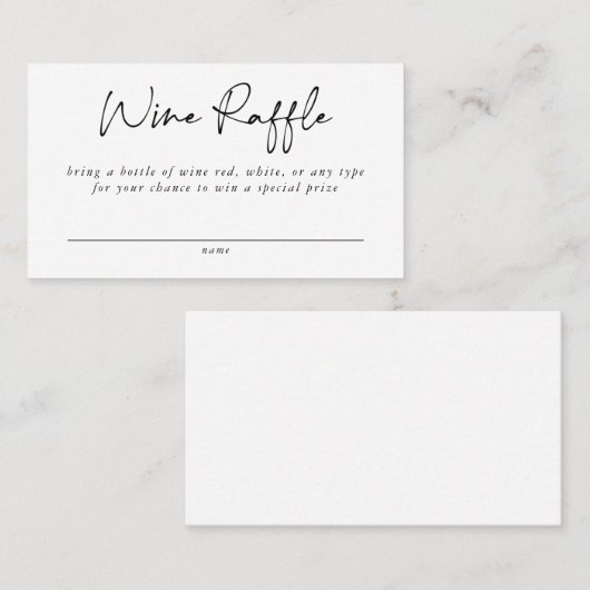 Wine Raffle Enclosure Card Visitekaartje (Voorkant / Achterkant)