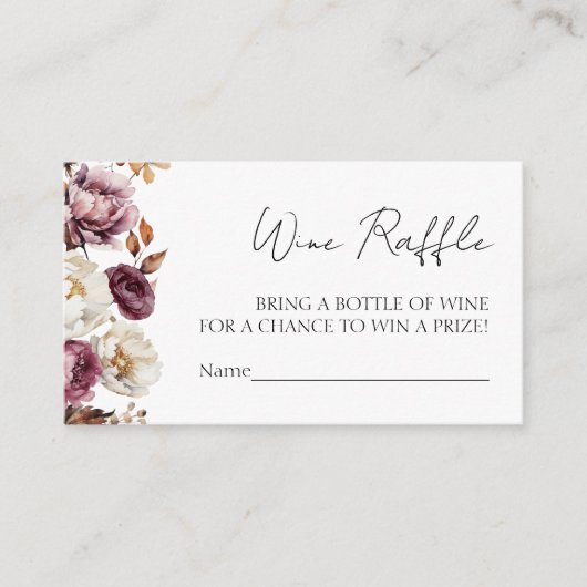 Wine Raffle Game | Bourgondische Herfst Vrijgezell Informatiekaartje (Voorkant)