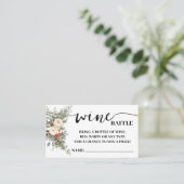 Wine Raffle Ticket Shower Card White Winter Floral (Staand voorkant)