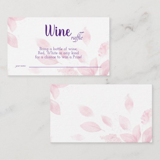 Wine Raffle Wedding Vrijgezellenfeest Card Plaatskaartje (Voorkant / Achterkant)