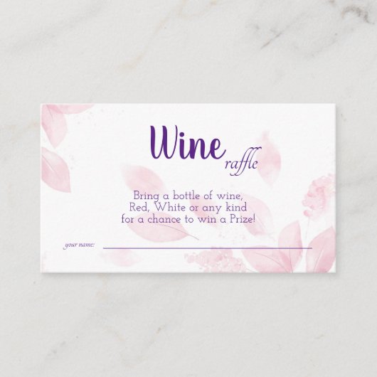 Wine Raffle Wedding Vrijgezellenfeest Card Plaatskaartje (Voorkant)