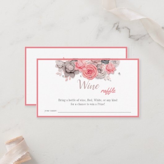 Wine Raffle Wedding Vrijgezellenfeest Card Plaatskaartje (Voorkant / Achterkant in situ)
