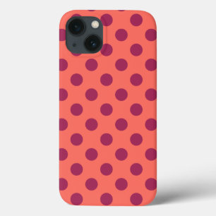 Wine red and living coral polka dots Case-Mate iPh Case-Mate iPhone Case