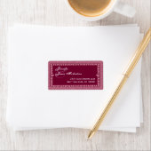 Wine Red Art Deco Border Wedding Etiket (Insitu)