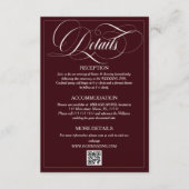 Wine Red Elegant Calligraphy Wedding Details Informatiekaartje (Voorkant)