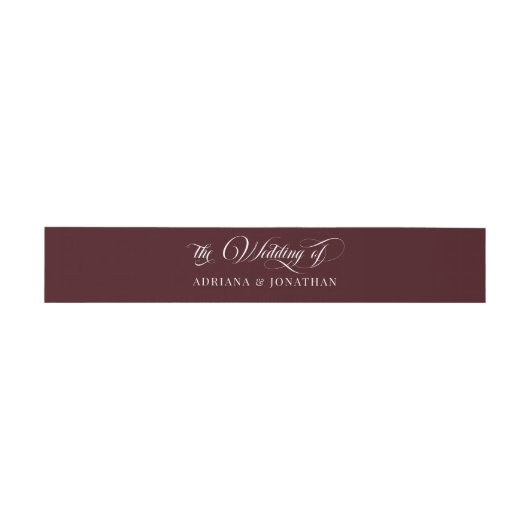 Wine Red Elegant Calligraphy Wedding Uitnodigingen Wikkel (Vlak)
