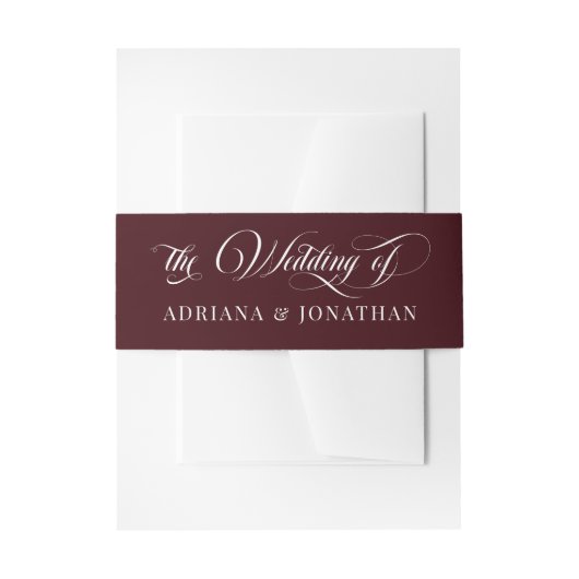 Wine Red Elegant Calligraphy Wedding Uitnodigingen Wikkel (Voorkant Voorbeeld)