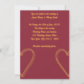Wine Red Golden Couple Hearts Classy Wedding Kaart (Achterkant)
