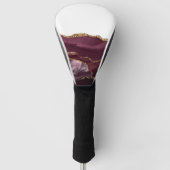 Wine Red Marble Agate Golden Glitter Stylish Glam Golfheadcover (Voorkant)
