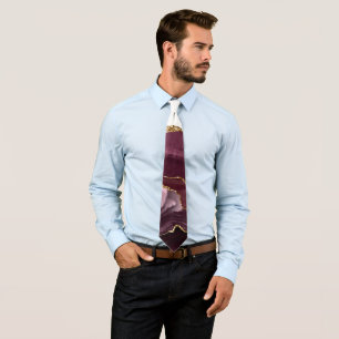 Wine Red Marble Agate Golden Glitter Stylish Glam Stropdas