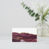 Wine Red Marble Agate Golden Glitter Stylish Glam Visitekaartje (Staand voorkant)