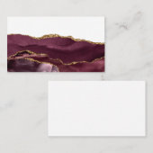 Wine Red Marble Agate Golden Glitter Stylish Glam Visitekaartje (Voorkant / Achterkant)