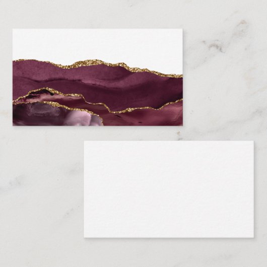 Wine Red Marble Agate Golden Glitter Stylish Glam Visitekaartje (Voorkant / Achterkant)