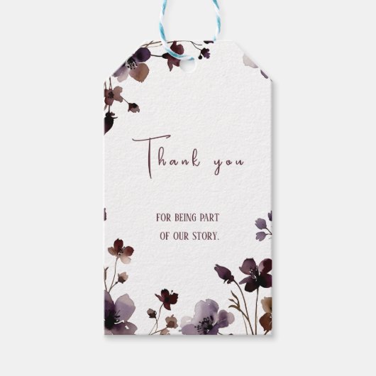 Wine Red Plum Mauve Fall Floral Wedding Cadeaulabel (Voorkant)