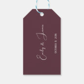 Wine Red Plum Mauve Fall Floral Wedding Cadeaulabel (Achterkant)