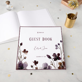 Wine Red Plum Mauve Fall Floral Wedding Gastenboek