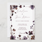 Wine Red Plum Mauve Fall Floral Wedding Kaart (Voorkant)