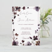 Wine Red Plum Mauve Fall Floral Wedding Kaart (Staand voorkant)