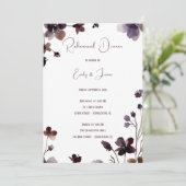 Wine Red Plum Mauve Fall Floral Wedding Kaart (Staand voorkant)
