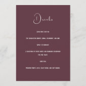 Wine Red Plum Mauve Fall Floral Wedding Menu (Achterkant)