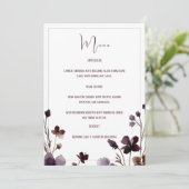 Wine Red Plum Mauve Fall Floral Wedding Menu (Staand voorkant)
