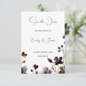 Wine Red Plum Mauve Fall Floral Wedding Save The Date (Staand voorkant)