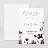 Wine Red Plum Mauve Fall Floral Wedding Save The Date (Voorkant / Achterkant)