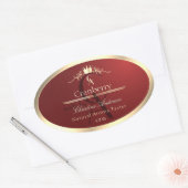 Wine Red Product Label with Gold Frame Monogram (Envelop)