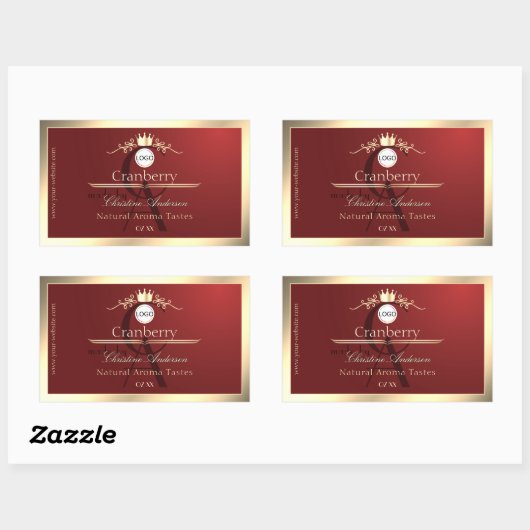 Wine Red Product Labels Gold Frame Logo Monogram (Vel)