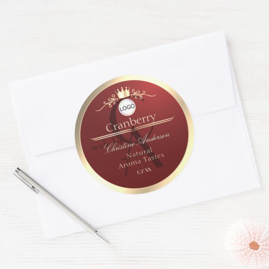 Wine Red Product Labels Gold Frame Logo Monogram (Envelop)