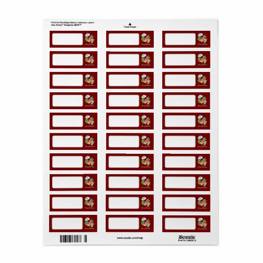Wine Red Schattige Merry Christmas Chili Blank Adr Etiket (Full Sheet)